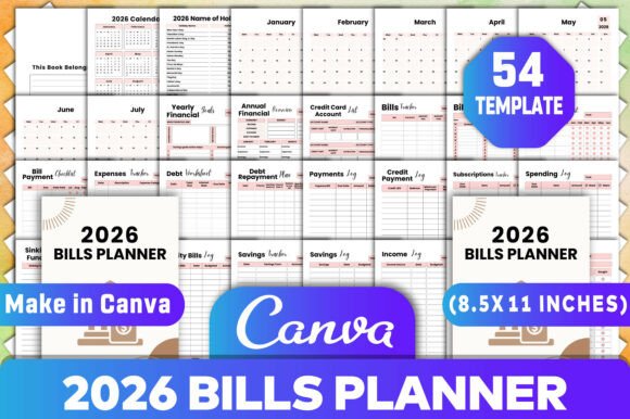 2026 Bills Planner Canva KDP Interiors
