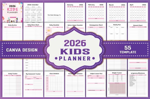 2026 Kids Planner Canva KDP Interiors