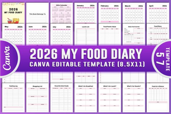 2026 My Food Diary Canva KDP Interiors
