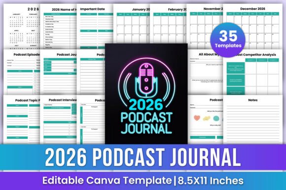2026 Podcast Journal Canva Kdp Interiors: A Practical Planning Tool for Organized Podcasting