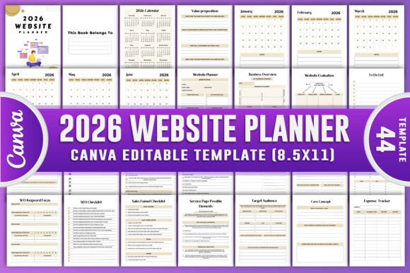 2026 Website Planner Canva KDP Interiors