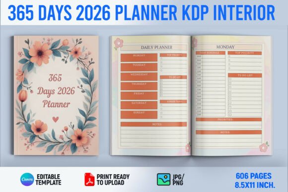 365 Days 2026 Planner KDP Interiors